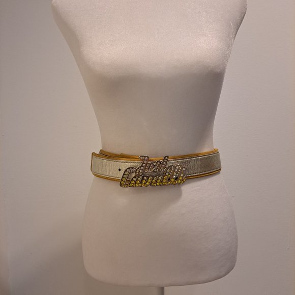 Just Cavalli Women\'s Leather Silver Yellow Crystal Belt IT 80 main image 5
